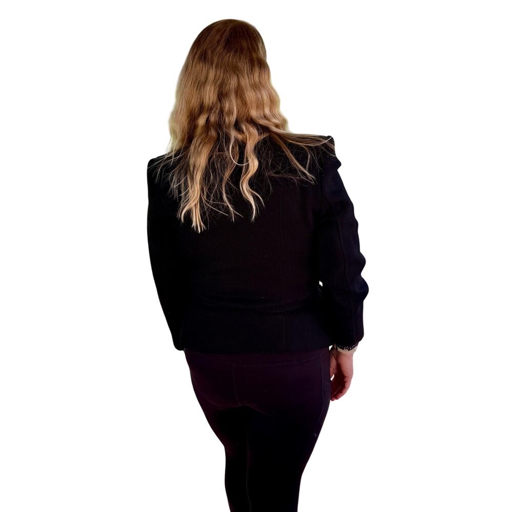 Vintage 90s Jones New York Black Wool Belted Blazer Jacket USA Womens 16 Peplum - Picture 2 of 12